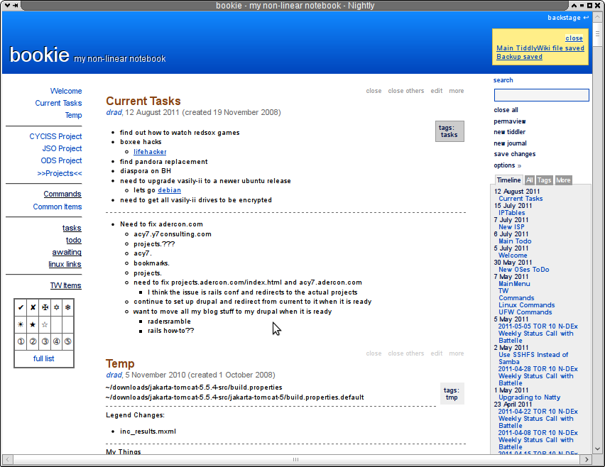 TiddlyWiki running in firefox as a webapp