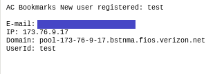 example of the approve user component's admin notification email